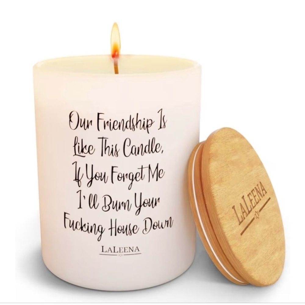 LaLeena Soy Lavender Scent Candle with Wooden Lid and Funny Saying